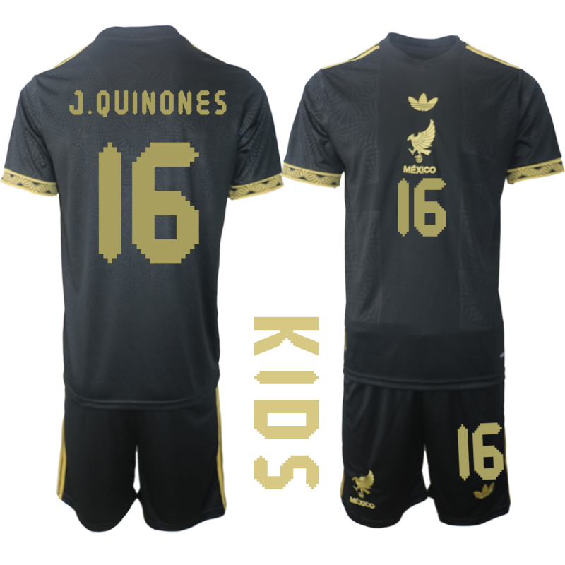 Youth 2025-2026 National Team Season Mexico Black #16 Soccer Jersey